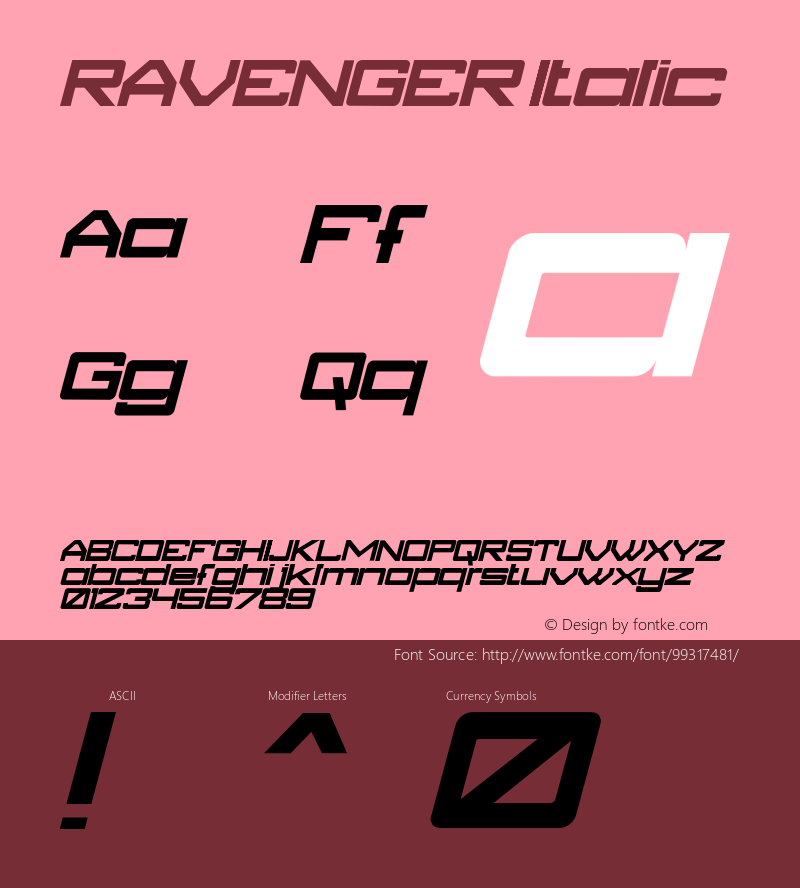 RAVENGER-Italic Version 1.000图片样张