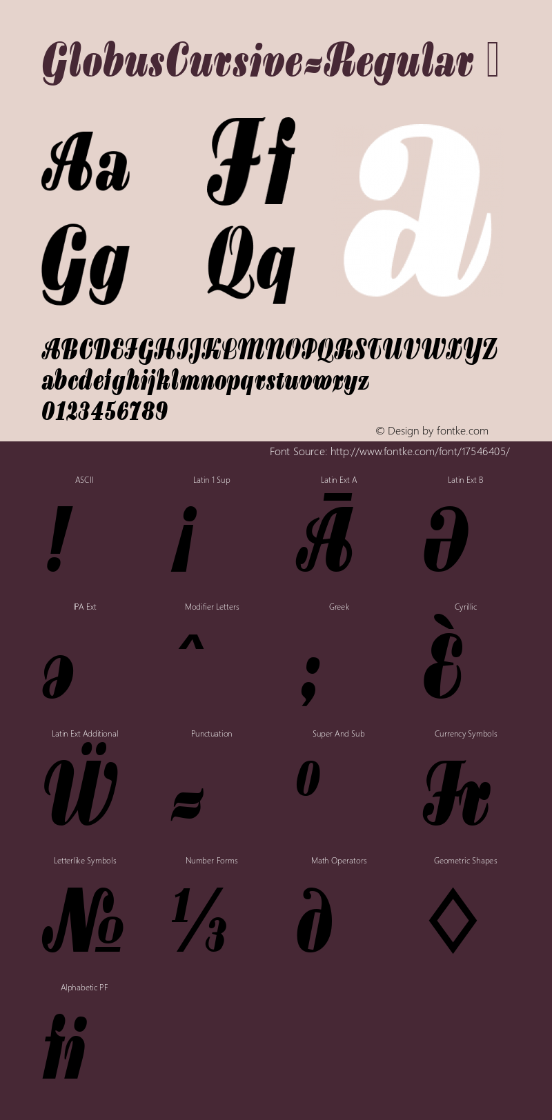 GlobusCursive-Regular ☞ Version 1.00;com.myfonts.easy.urw.globus-cursive.regular.wfkit2.version.4wv2图片样张