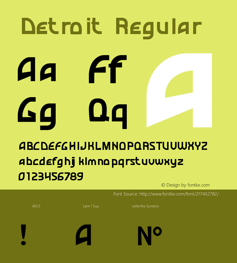 Detroit Version 1.00;April 14, 2018;FontCreator 11.5.0.2421 64-bit图片样张