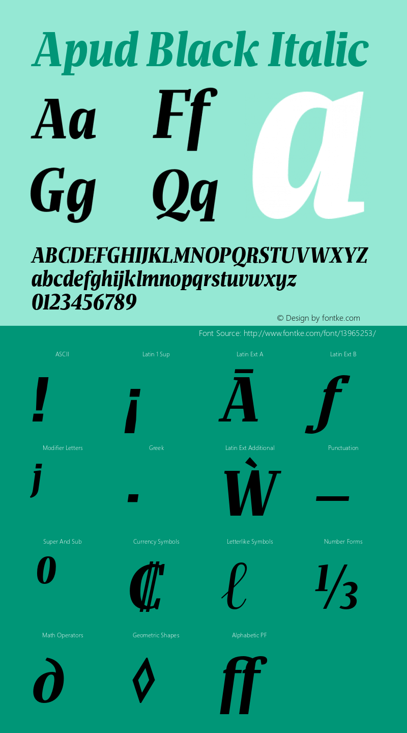 Apud Black Italic Version 1.000图片样张