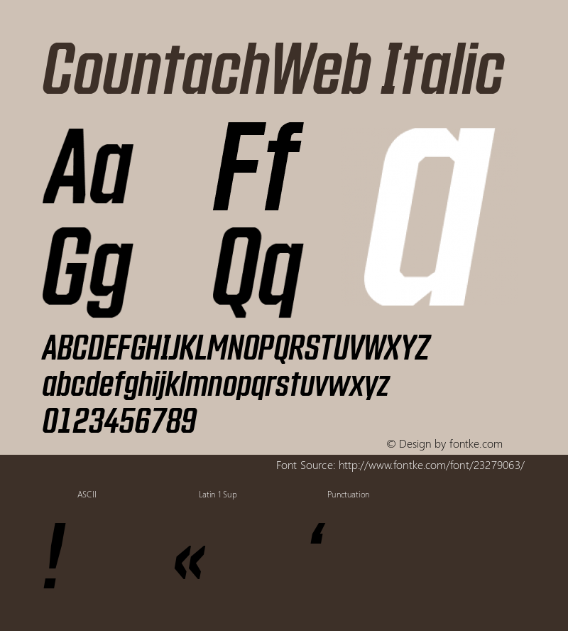 CountachWeb Italic Version 1.002;PS 1.2;hotconv 1.0.72;makeotf.lib2.5.5900; ttfautohint (v1.3.34-f4db)图片样张