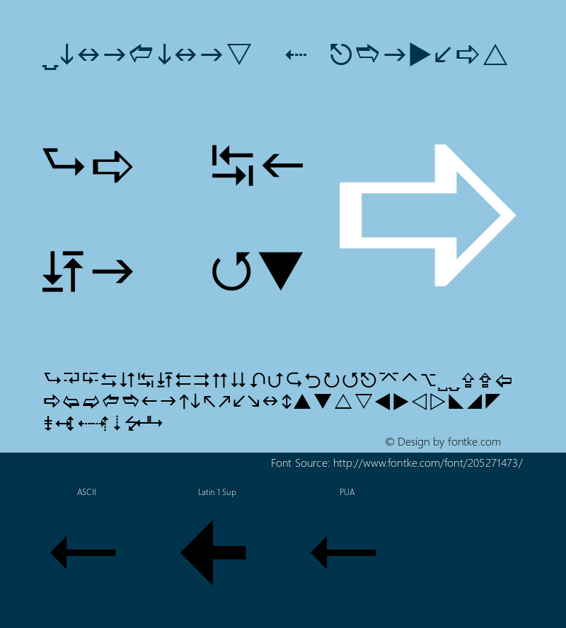 Wingdings 3-箭头 Version 1.55图片样张