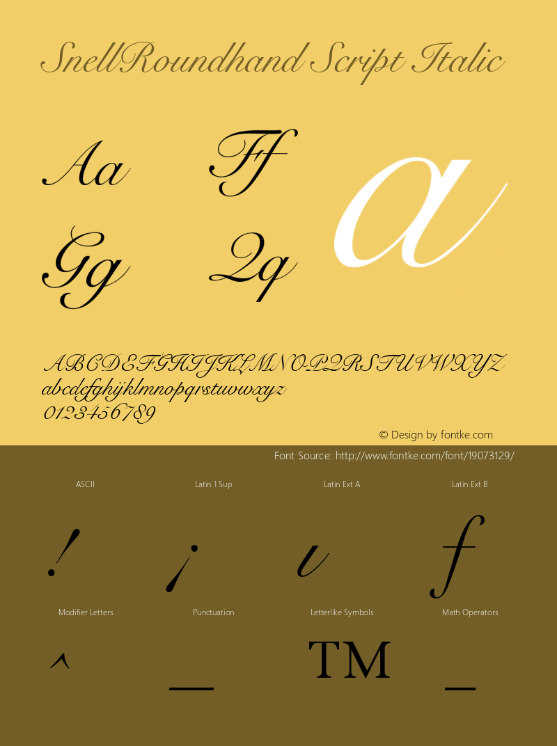 SnellRoundhand Script Italic V.1.0图片样张