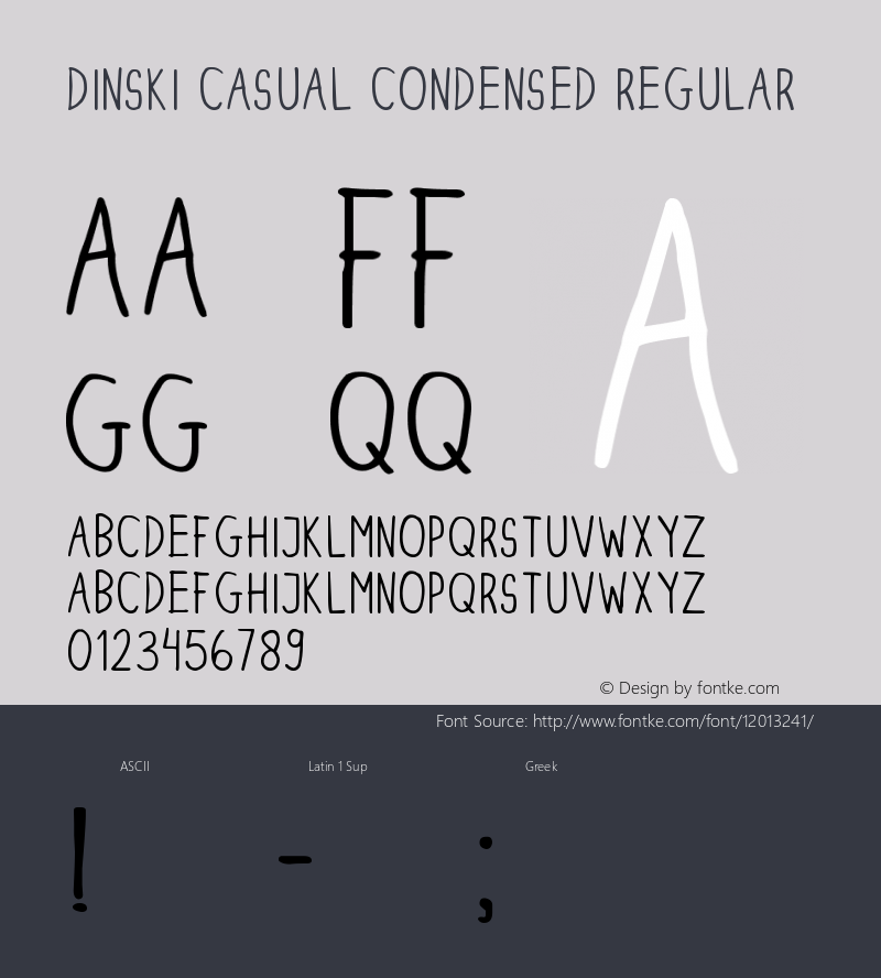 DINSKI CASUAL CONDENSED Regular Version 1.00 November 30, 2008, initial release图片样张