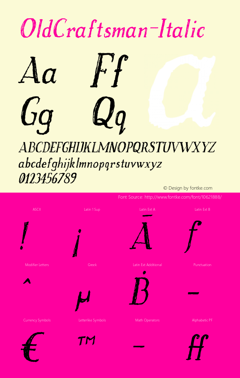 OldCraftsman-Italic ☞ Version 1.000;com.myfonts.easy.sebastian-cabaj.old-craftsman.italic.wfkit2.version.47n2图片样张