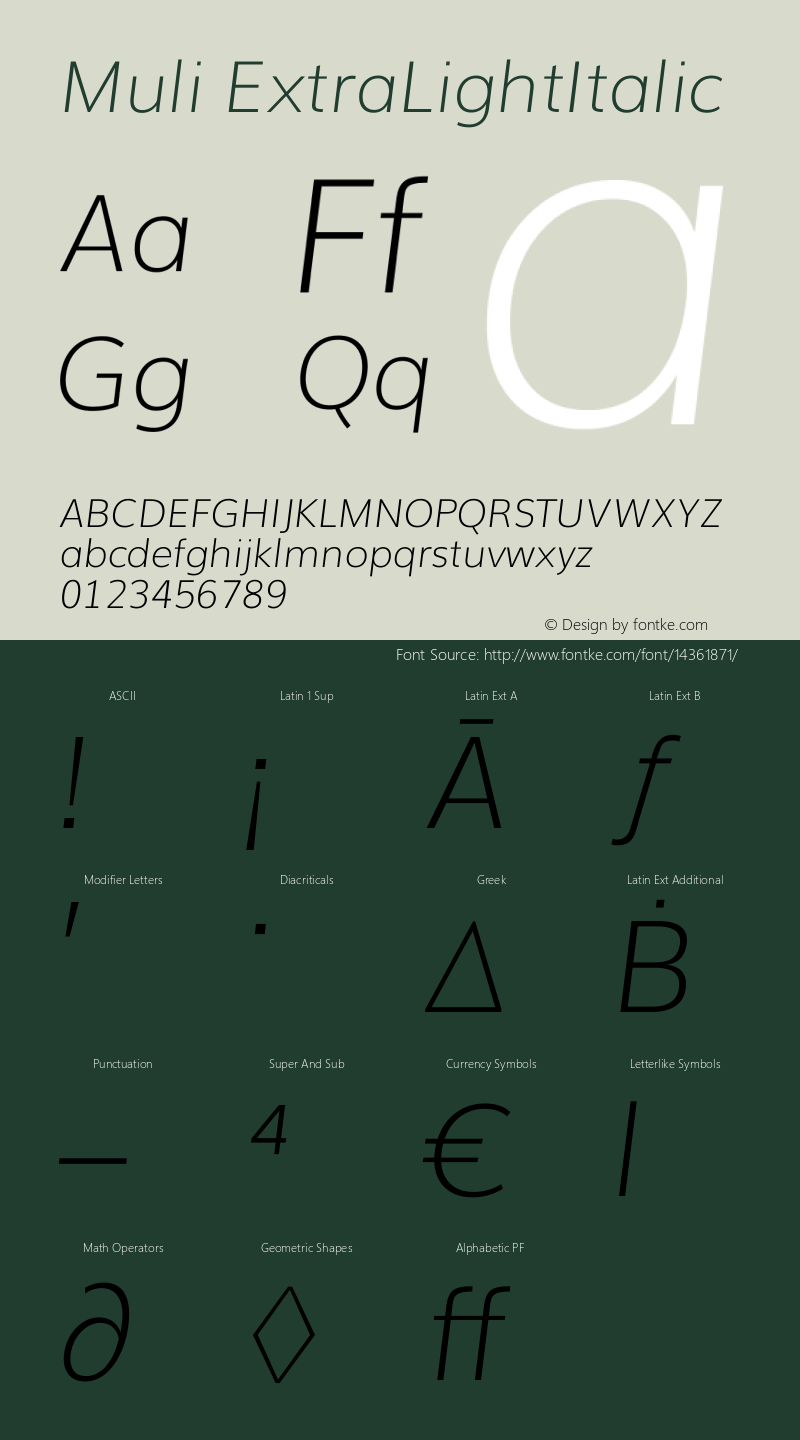 Muli ExtraLightItalic Version 2.0图片样张